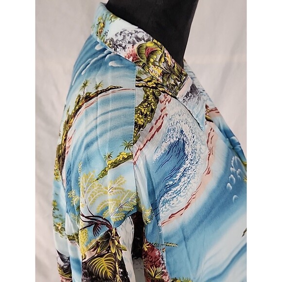 Kalaheo Mens XL Blue Hawaiian Print Short Sleeve Button Up Shirt Aloha Island - Picture 6 of 10